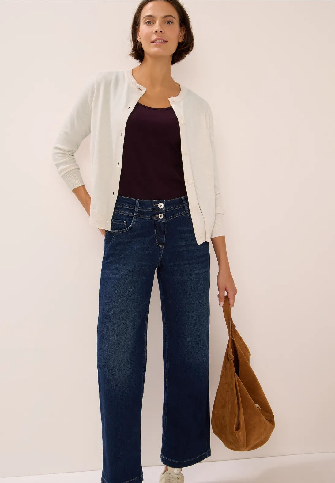 Kofta med knappslå, beige melange