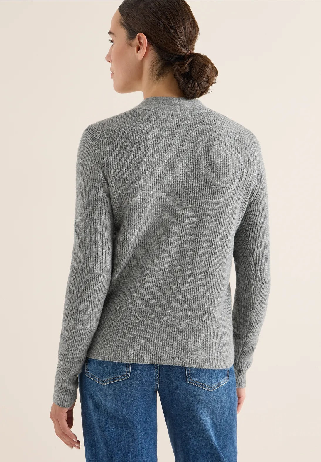 Kofta med strukturdetalj, grå melange