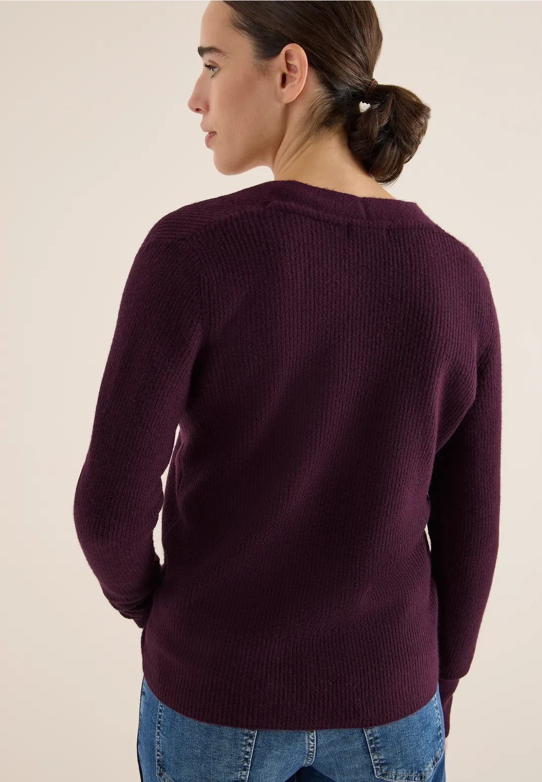 Kofta med strukturdetalj, Vinröd