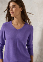 V-ringad tröja med struktur ,  wild lilac melange