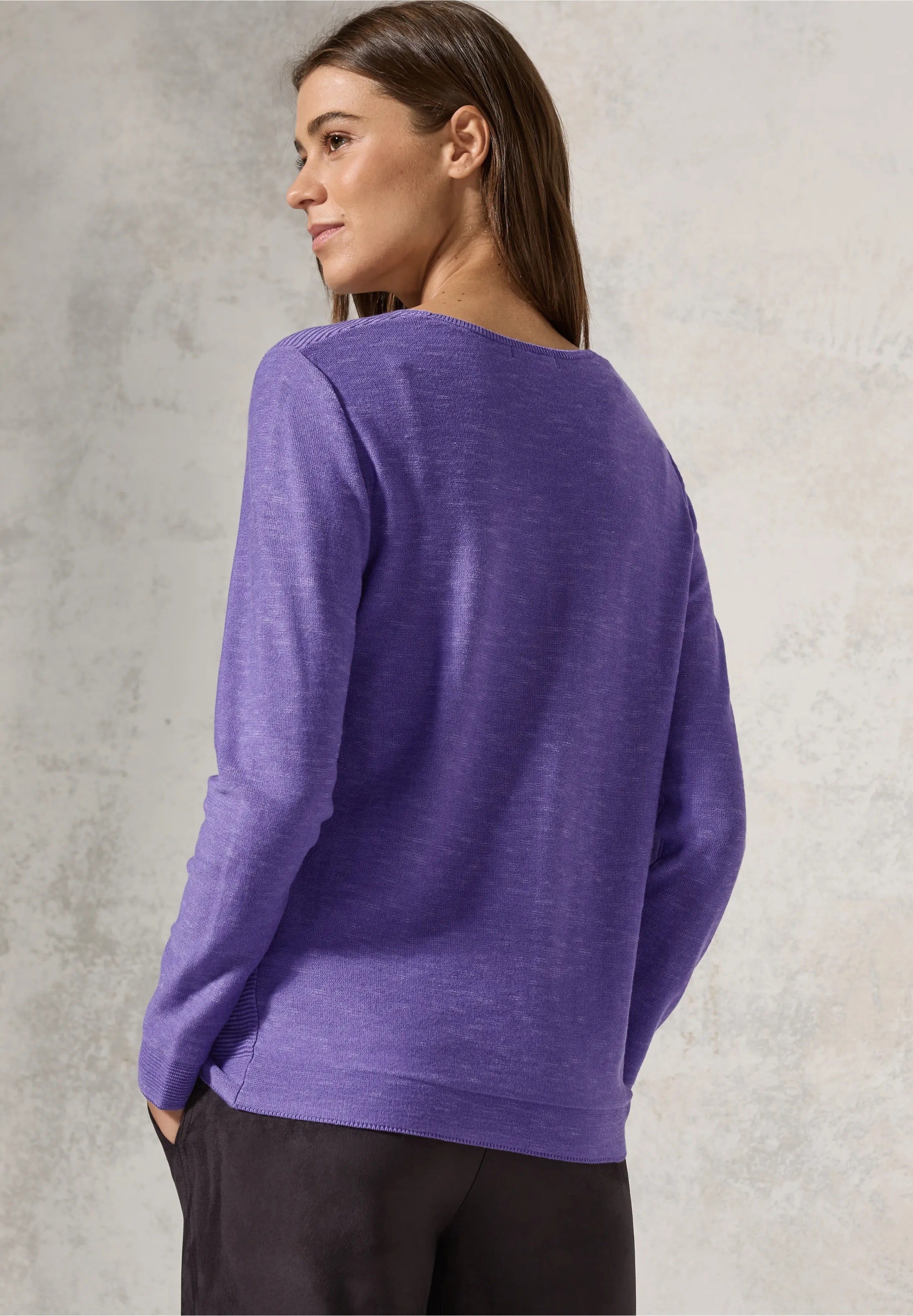 V-ringad tröja med struktur ,  wild lilac melange