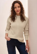 Tröja med strukturdetaljer, eggskal melange