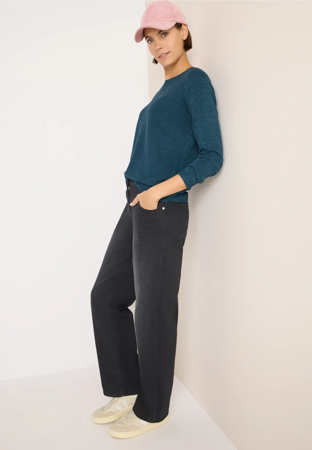 Strukturerad tröja, teal blue