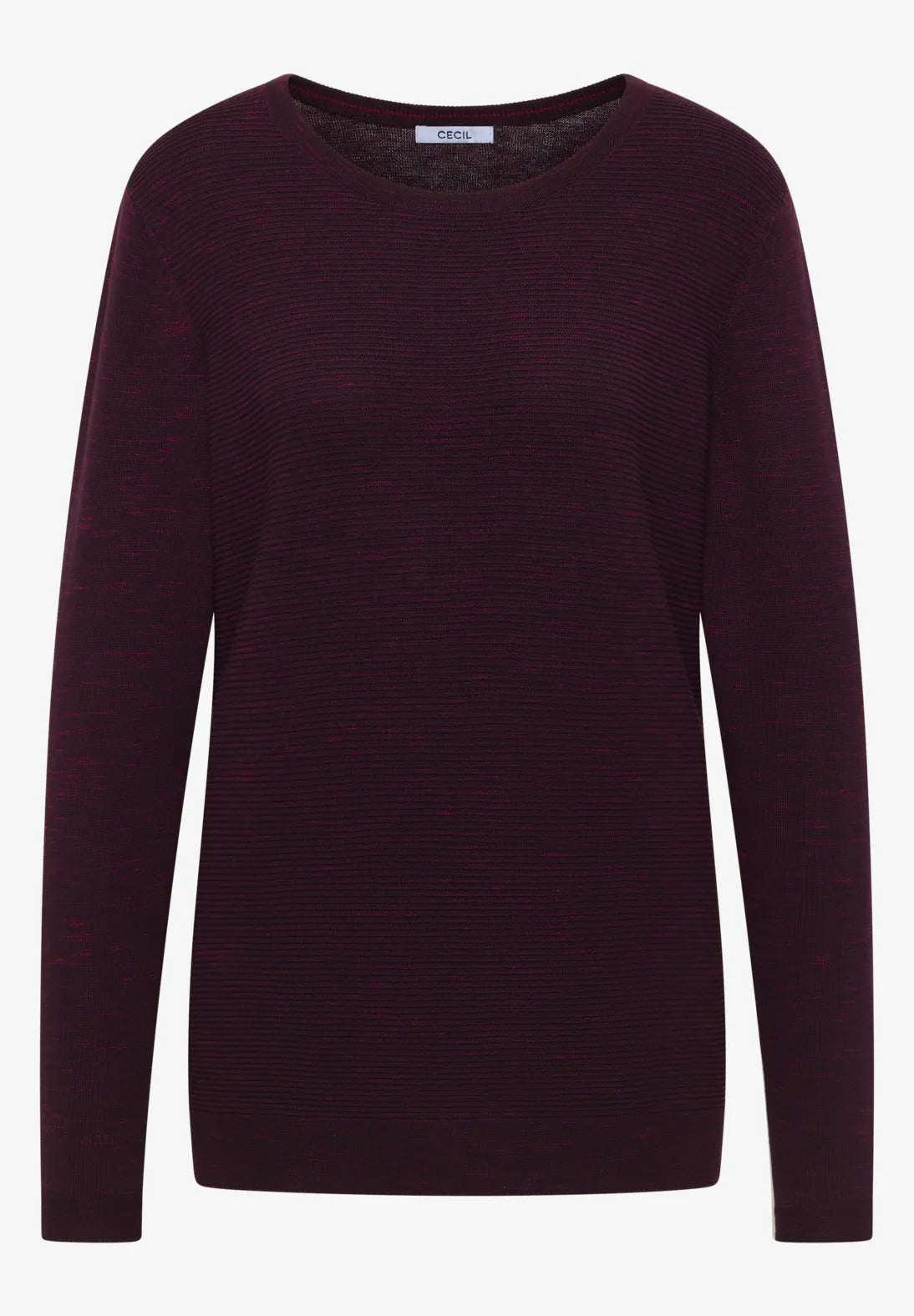 Strukturerad tröja, vinröd melange