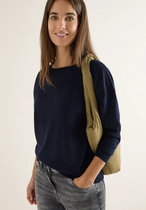 Tröja med strukturdetalj, urban dark blue