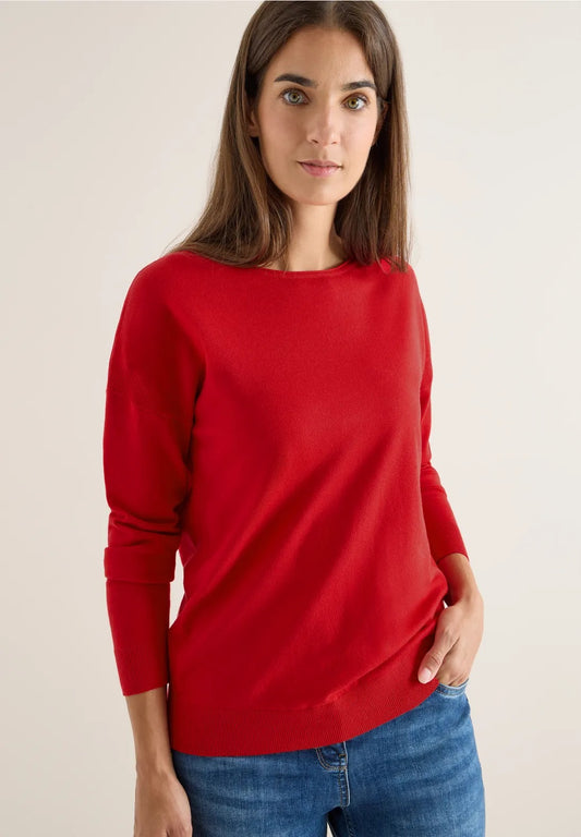 Tröja med strukturdetalj, fiery red