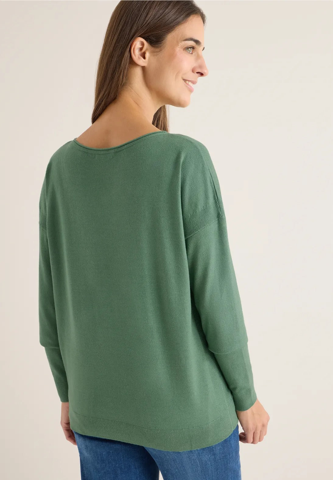 Tröja med strukturdetalj, highland green melange