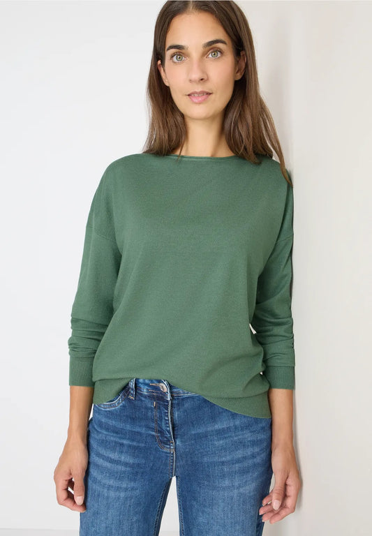 Tröja med strukturdetalj, highland green melange