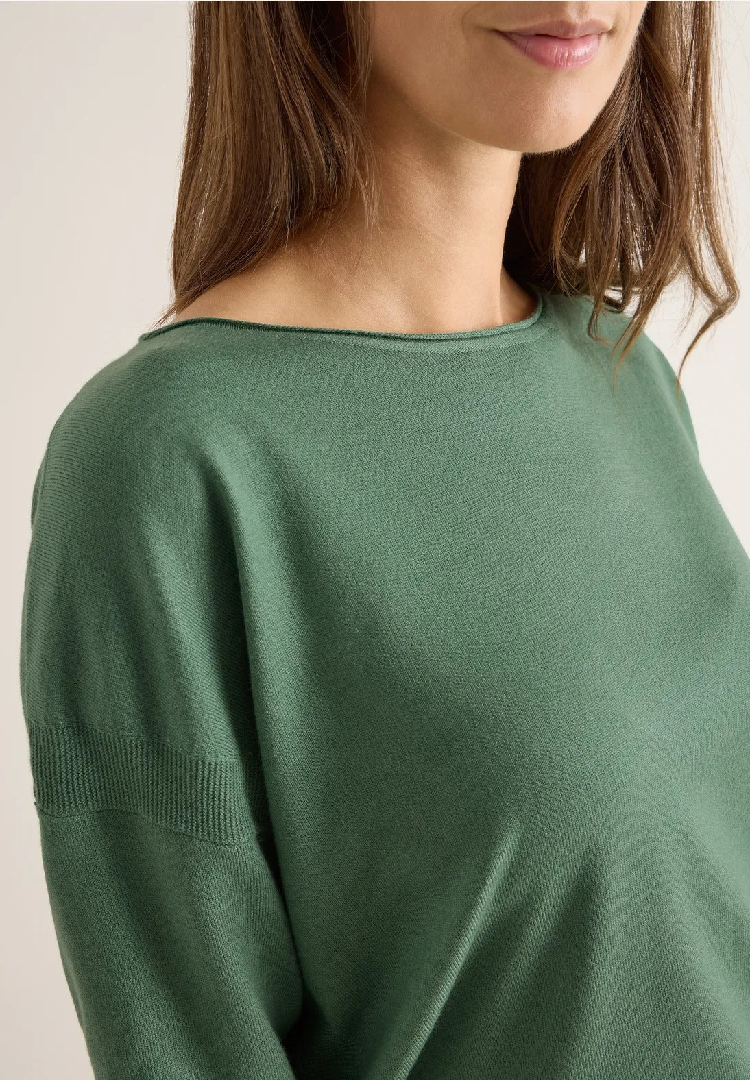 Tröja med strukturdetalj, highland green melange