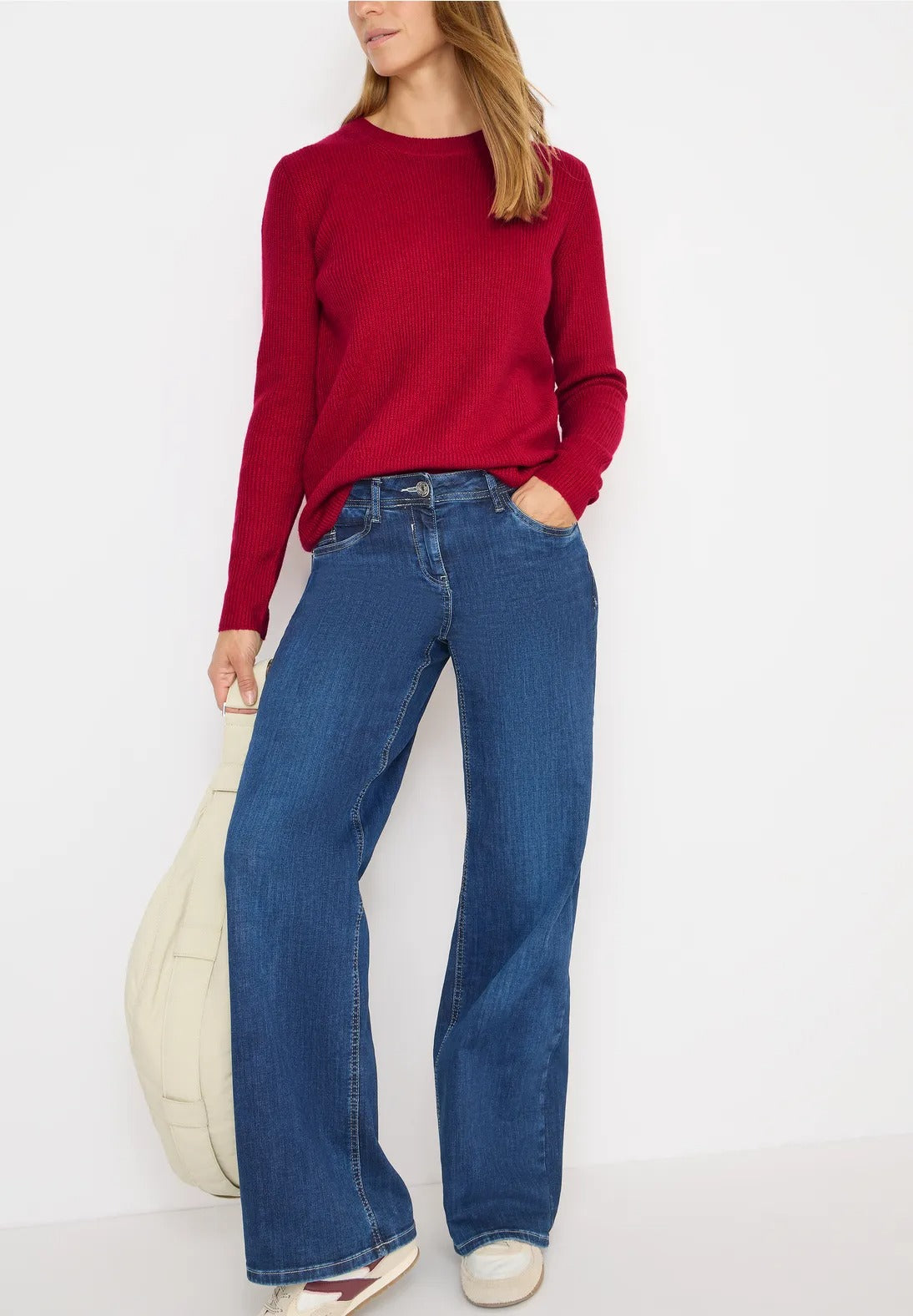 Tröja med strukturdetaljer röd