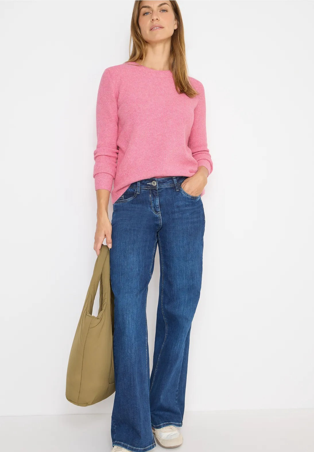 Tröja med strukturdetaljer, dark blossom melange