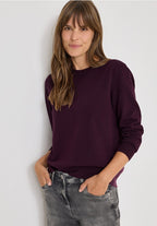 Mjuk tröja med rund hals, vinröd