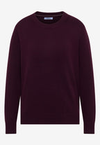 Mjuk tröja med rund hals, vinröd