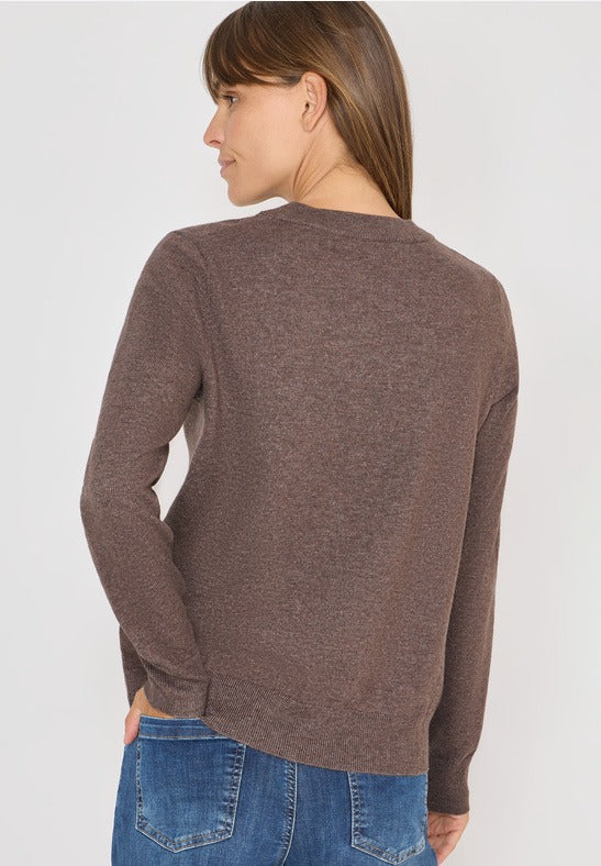 Mjuk tröja  med rund hals, taupe melange