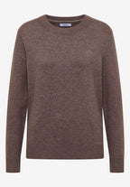 Mjuk tröja  med rund hals, taupe melange