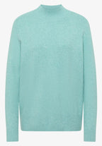 Mysig tröja med turtelkrage, skum blå melerad