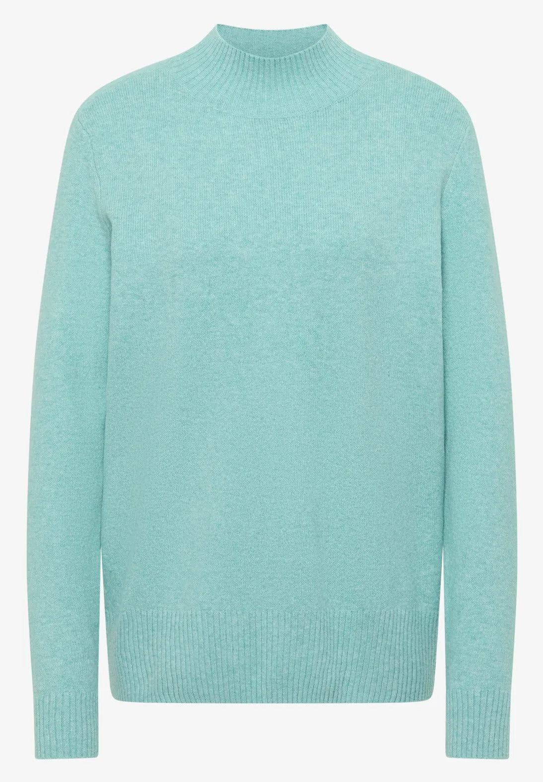 Mysig tröja med turtelkrage, skum blå melerad