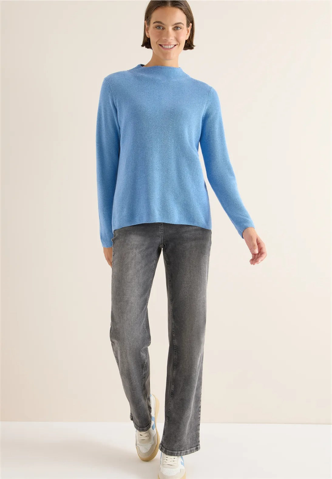 Tröja i strukturerad mix, sporty light blue