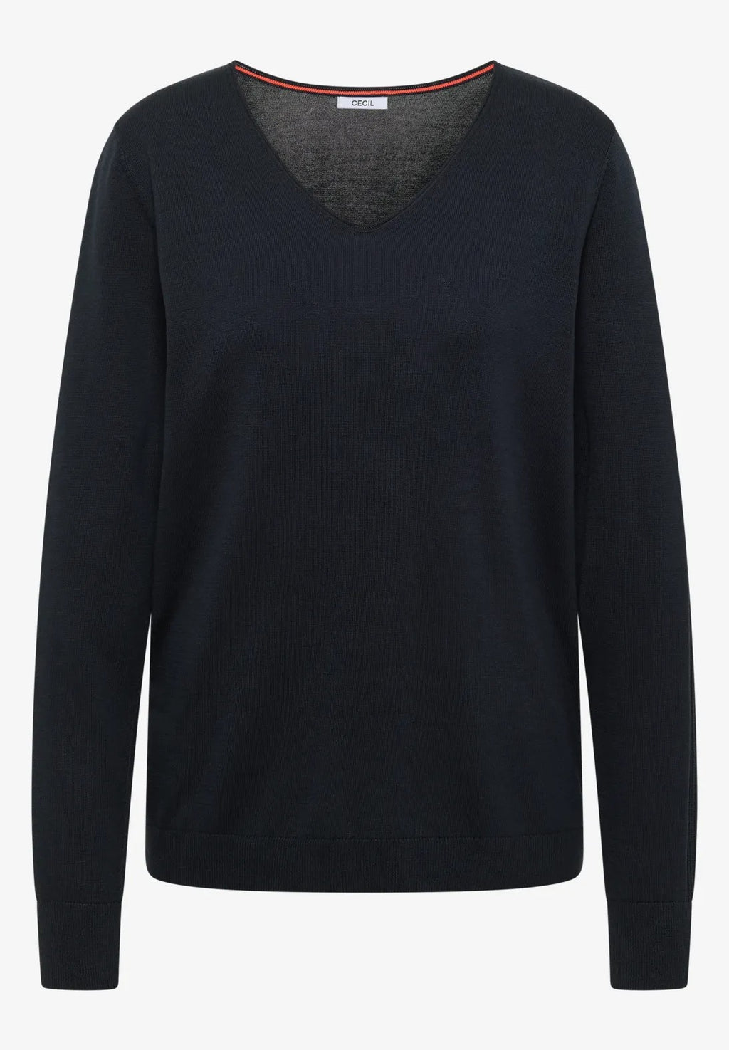V-ringad tunnstickad tröja från Cecil, universal bå
