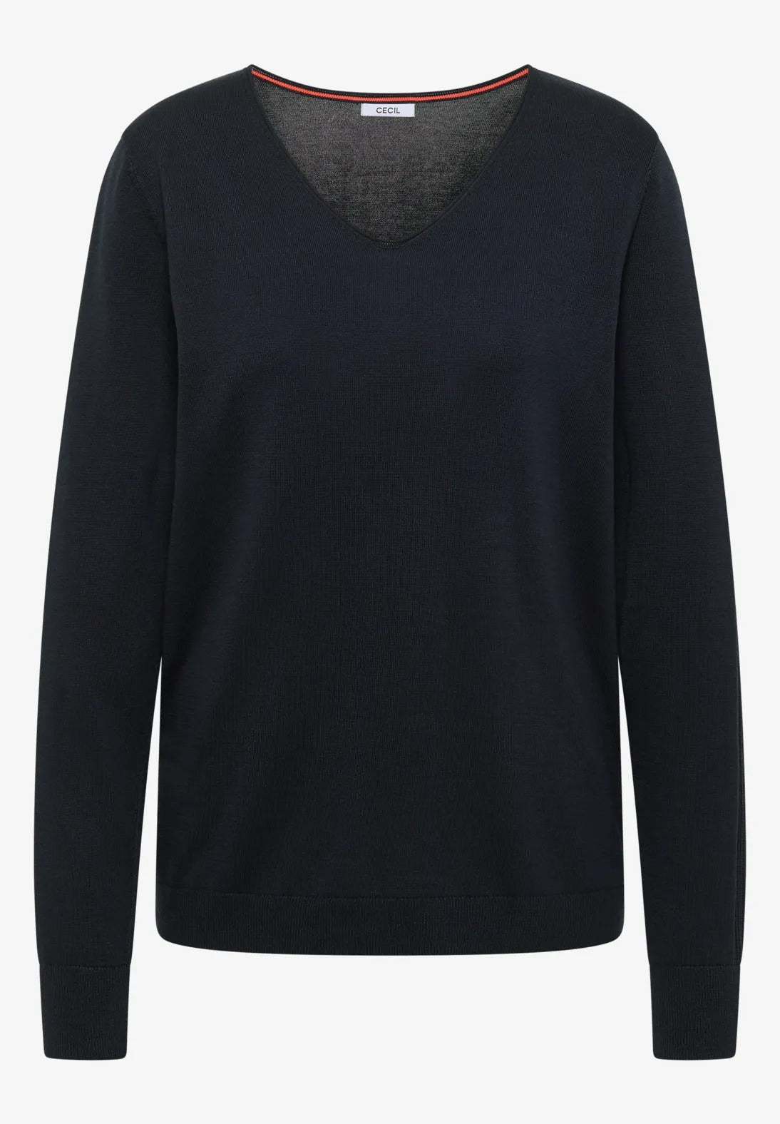 V-ringad tunnstickad tröja från Cecil, universal bå