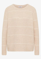 Randig tröja med ribbad struktur, beige melange