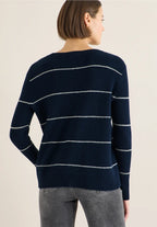 Randig tröja med ribbad struktur, blå