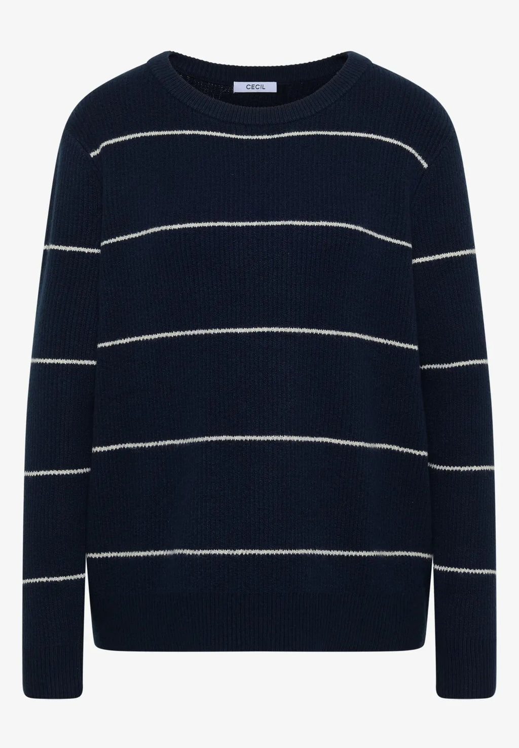 Randig tröja med ribbad struktur, blå