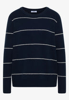 Randig tröja med ribbad struktur, blå