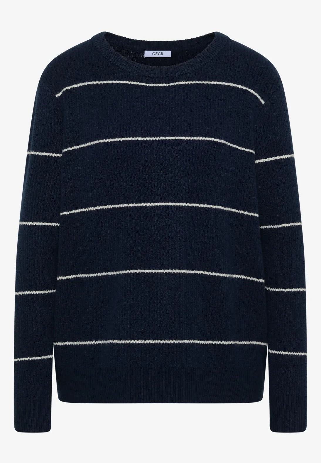 Randig tröja med ribbad struktur, blå