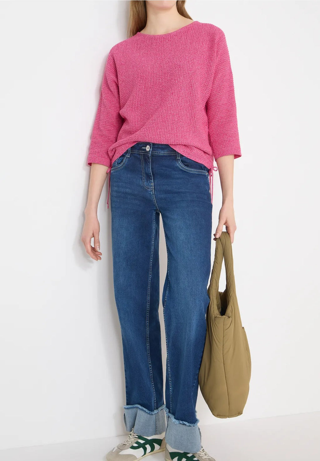 Dolmantröja med 3/4 ärm, rödbetsrosa