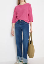 Dolmantröja med 3/4 ärm, rödbetsrosa