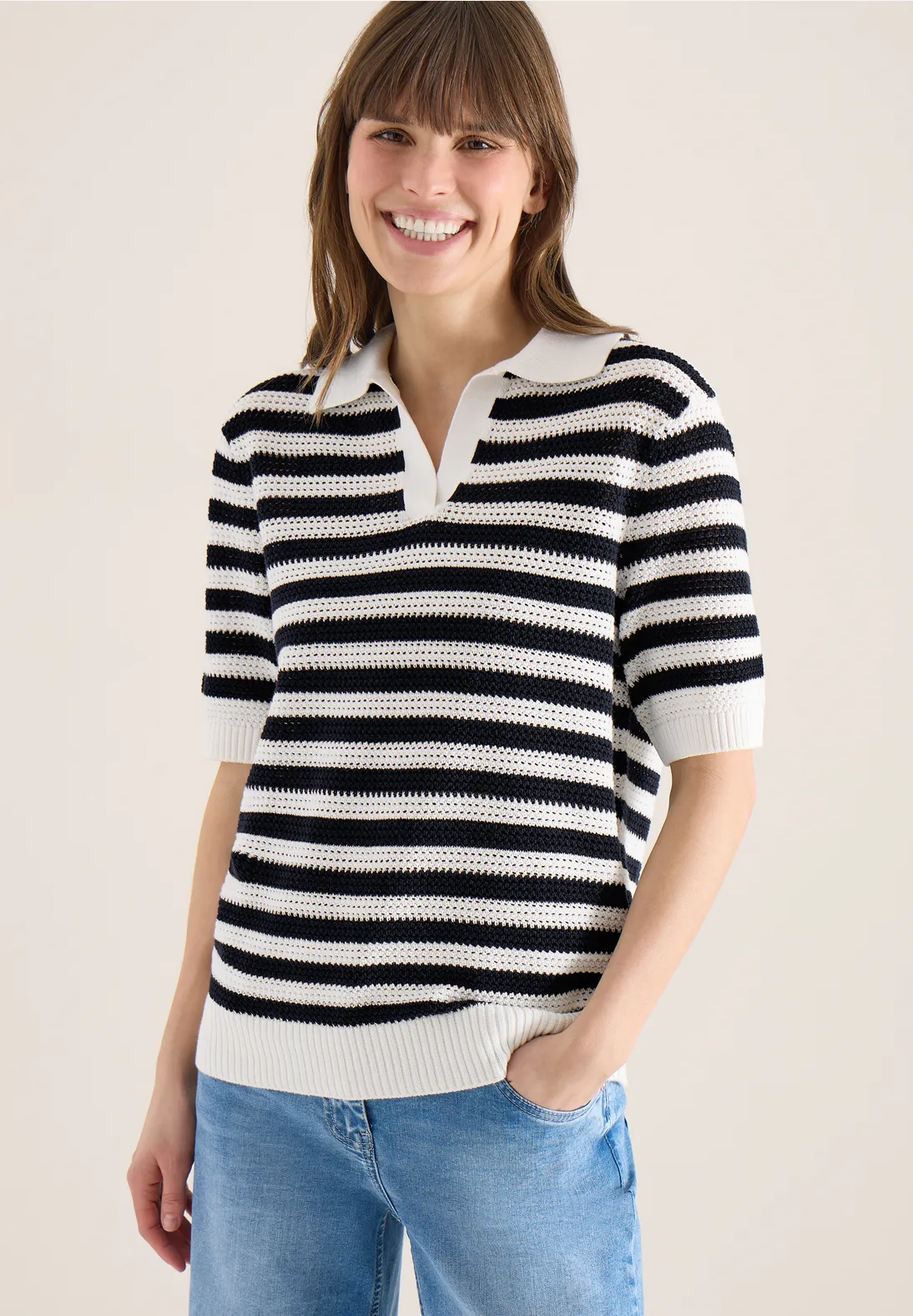 Kortärmad pikétröja i meshkvalité från Cecil