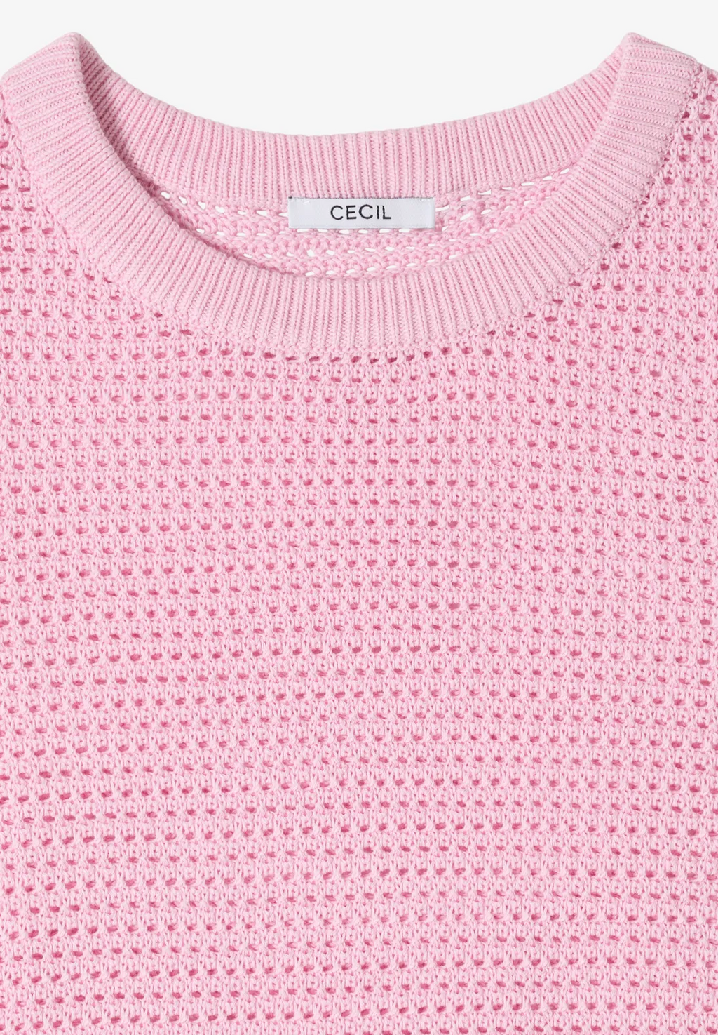 Kortärmad bomullströja med strukturmönster, rosa från Cecil