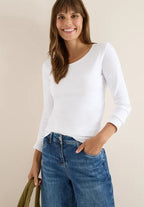 Långärmad bastopp Pia 100% bomull, vit