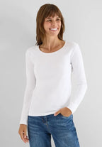 Långärmad bastopp Pia 100% bomull, vit
