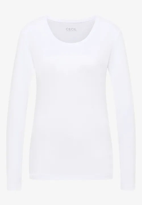 Långärmad bastopp Pia 100% bomull, vit