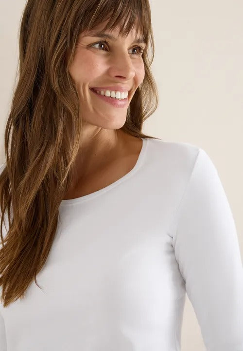 Långärmad bastopp Pia 100% bomull, vit
