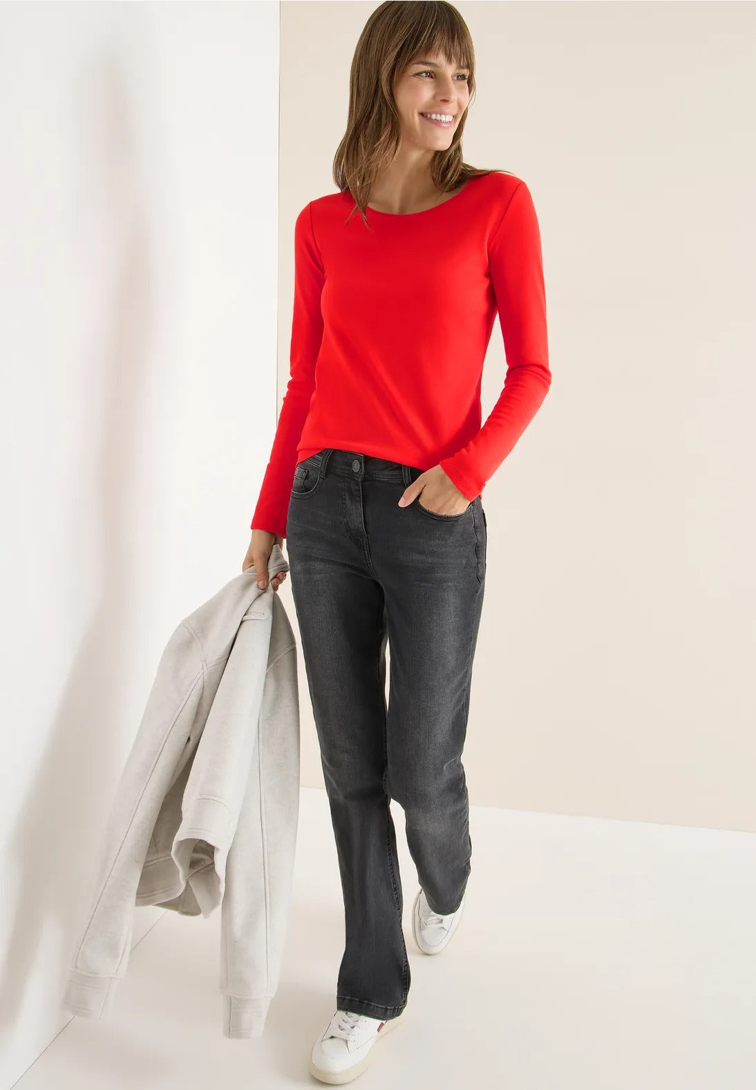 Långärmad bastopp Pia 100% bomull, pumpa apelsin