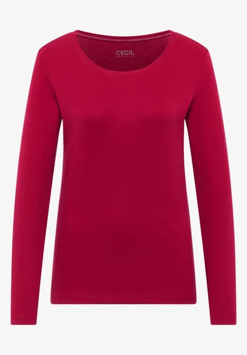 Långärmad bastopp Pia 100% bomull, röd
