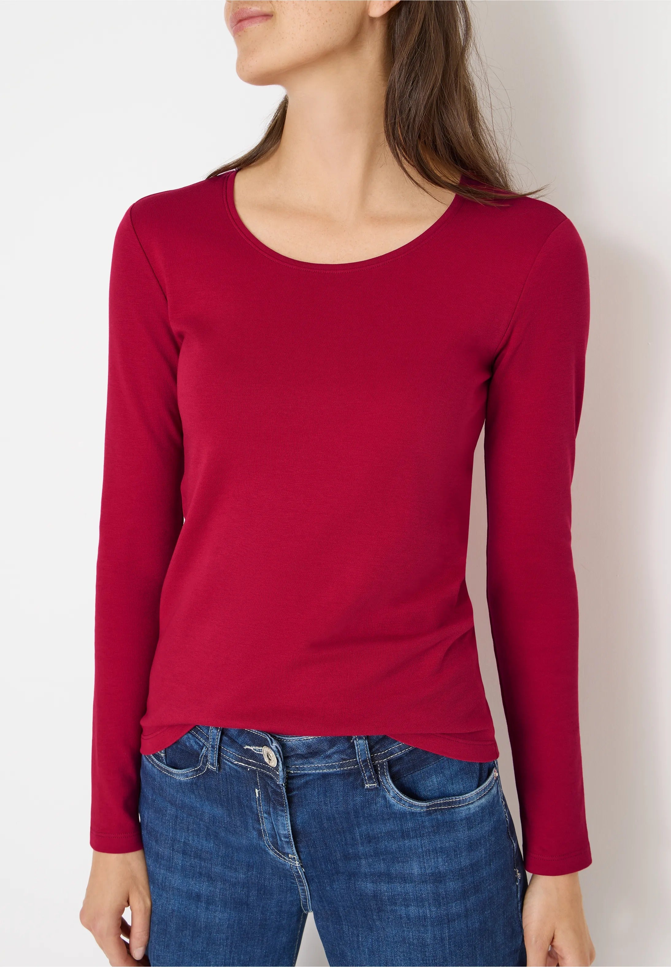 Långärmad bastopp Pia 100% bomull, röd
