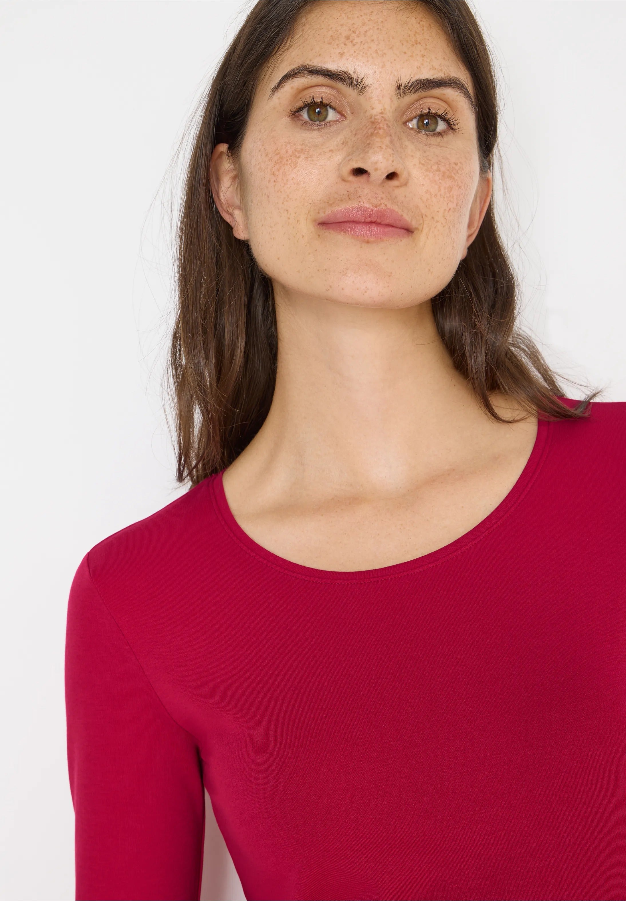 Långärmad bastopp Pia 100% bomull, röd