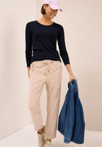 Långärmad bastopp Pia 100% bomull, mörkblå