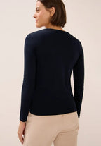 Långärmad bastopp Pia 100% bomull, mörkblå