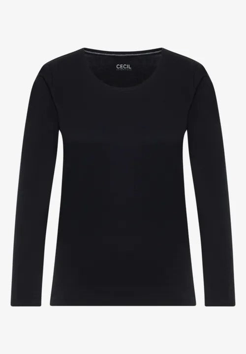 Långärmad bastopp Pia 100% bomull, mörkblå