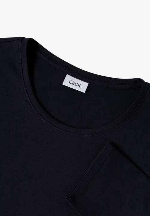 Långärmad bastopp Pia 100% bomull, mörkblå