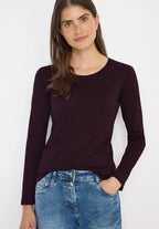 Långärmad bastopp Pia 100% bomull, vinröd