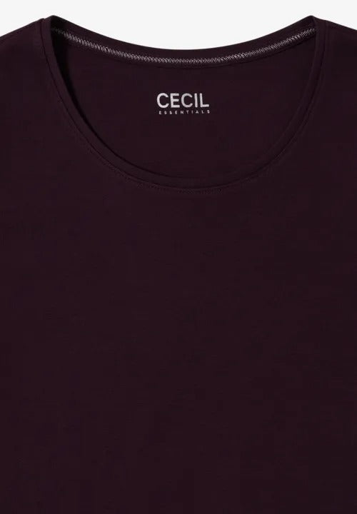 Långärmad bastopp Pia 100% bomull, vinröd