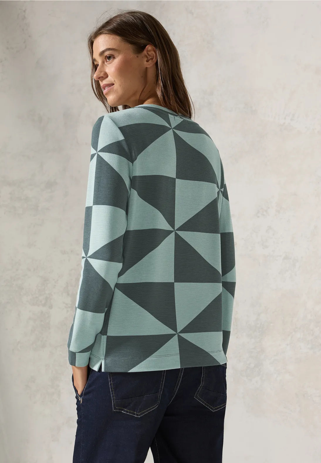 Mönstrad ottoman tröja, khaki