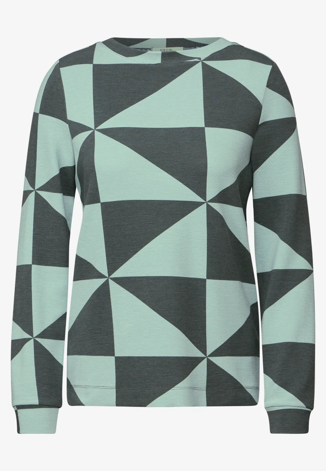 Mönstrad ottoman tröja, khaki