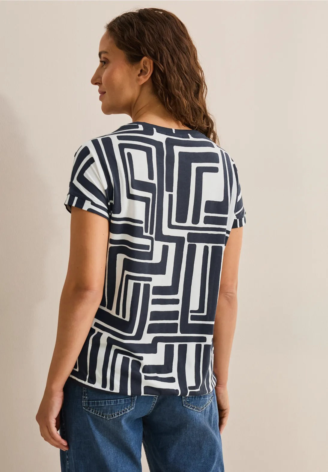 T-shirt med knappdetalj, universal blue
